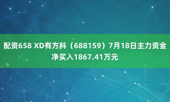 配资658 XD有方科（688159）7月18日主力资金净买入1867.41万元